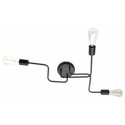 Image of Tube Multi Arm Semi Flush Ceiling Light Black 66cm