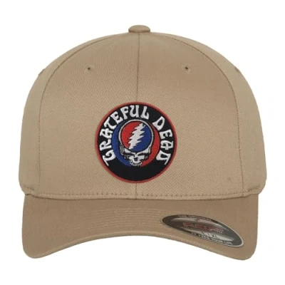 Image of Grateful Dead Officially Licensed Patch Flexfit Baseball Cap (Khaki), Small/Medium