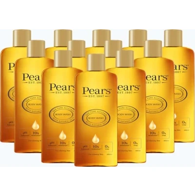 Image of Pears Pure &amp; Gentle Body Wash Soap free Cleanser Nourishing Gel with 98% Glycerin Natural Oils for Glowing Skin 10x More Moisturiser Beauty Bath Moisturising Care 250ml (12 Pack)