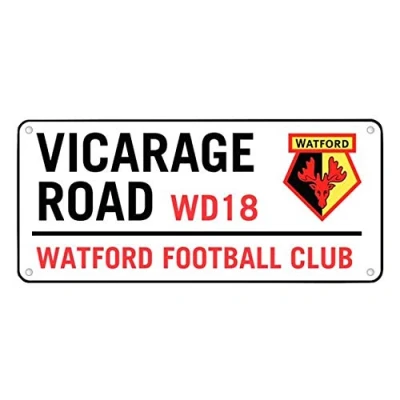 Image of Watford FC Vicarage Road Street Sign (One Size) (Black/Yellow/Red)