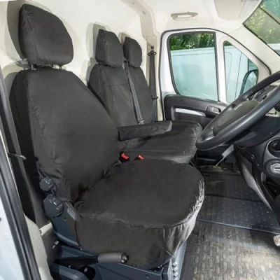 Image of My Van seat Covers MVSC817B Tailored Heavy Duty Waterproof Front (NO Split Passenger WITH Pull Down Tray) Black To Fit Citroen Relay 2022 Onwards