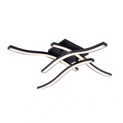 Image of Onda 45x45cm Integrated LED Semi Flush Ceiling Light Black 3000K