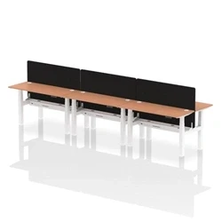 Image of Air B2B 1400x600mm Adjustable 6P Bench Desk CP Beech/White + Screen
