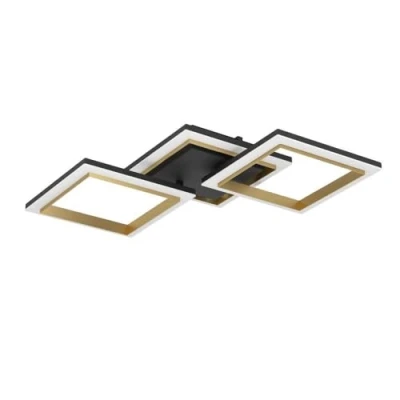 Image of Eglo LED Ceiling Light Fitting Calliera, Step dimmable lamp, Office and Kitchen Lighting, Metal Plastic in Black Brass, Neutral White, 31 x 59.5 cm