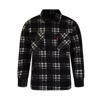 Image of High Mount Unisex/Men&#039;s Fleece Baxter Sherpa Fur Lined Lumberjack Check Collared Shirt (Black, 5XL)