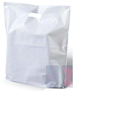 Image of 100XNew White Patch Handle Carrier Gift Retail Shopping Plastic Bags for Shop (22&quot; x 18&quot; + 3&quot;)