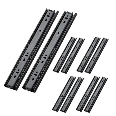 Image of AOLISHENG 5 Pair Drawer Runners Slides 300mm 45kg Load Capacity Heavy Duty Draw Sliders Full Extension Ball Bearing Kitchen Cabinet Black Replacement Rails Side Mount