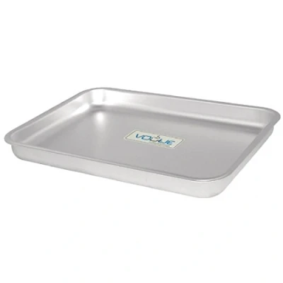 Image of Vogue Aluminium Bakewell Pan Oven Tray 420 mm, Grey, Size: 40(H) x 420(W) 305(D)mm, Bakeware, Even Heat Distribution, Professional &amp; Home Kitchen Use, K434