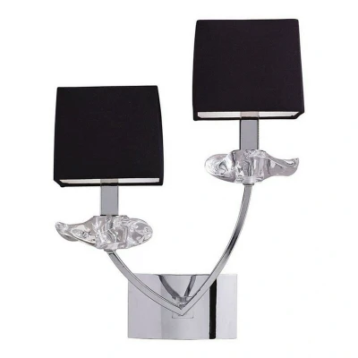 Image of Akira Wall Lamp Switched 2 Light E14, Polished Chrome with Black Shades