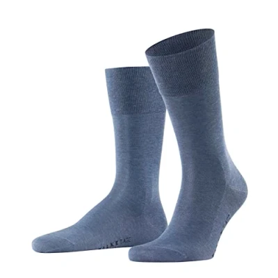 Image of FALKE Men&#039;s Tiago M SO Fil D&#039;Écosse Cotton Plain 1 Pair Socks, Blue (Demin Melange 6665) new eco friendly, 5.5 6.5