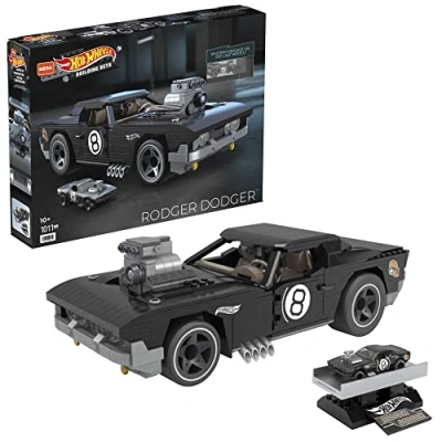 Image of MEGA Hot Wheels Vehicle Building Toy Collectible for Adults 1:20 Scale Roger Dodger with Deluxe Features and Die Cast Model, Fans Collectors HDJ98
