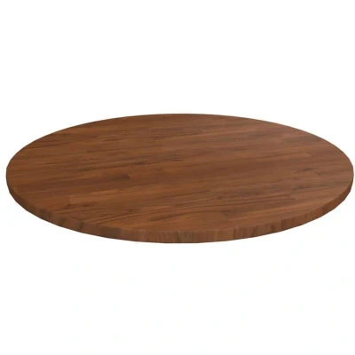 Image of vidaXL Solid Wood Oak Round Table Top Dark Brown Ø50x1.5 cm Treated