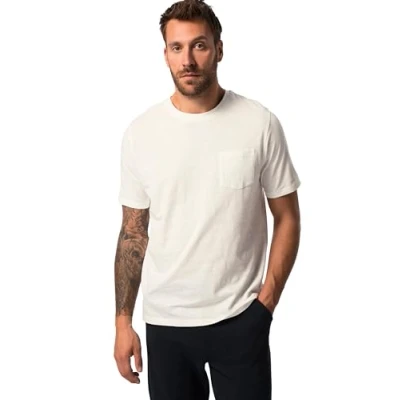 Image of JP 1880 Men&#039;s T Shirt, rh, slub, Chest Pocket, 1/2, White, XXXXXXXXL