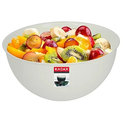 Image of KADAX Plastic Bowl, Lightweight Mixing Bowl for Whisking, Round Serving Salad, Snacks, Fruits, Stackable Kitchen (5L, Cream)