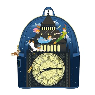 Image of Loungefly Disney Peter Pan Glow Clock Womens Double Strap Shoulder Bag Purse