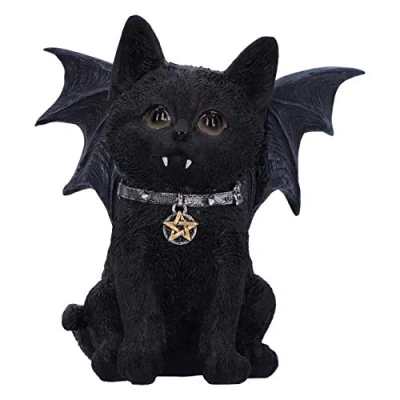Image of Nemesis Now Vampuss Black Bat Cat Figurine 16cm, Resin, Black, Figurine, Vampire Witch Gift, Halloween Decoration, Cast in the Finest Lovingly Hand Painted