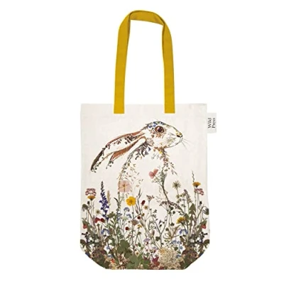 Image of Museums &amp; Galleries Wildflower Hare by Helen Ahpornsiri Organic Cotton Tote Bag, Cream (COT 217)