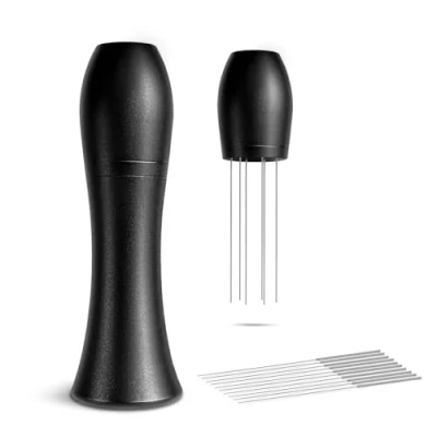 Image of MICXNIC WDT Tool Espresso, Aluminum Alloy Coffee Distribution with Stand, 13x0.4mm Stainless Steel Needle for Barista, Distributor, Solve Clumping &amp; Channel Effects, Black
