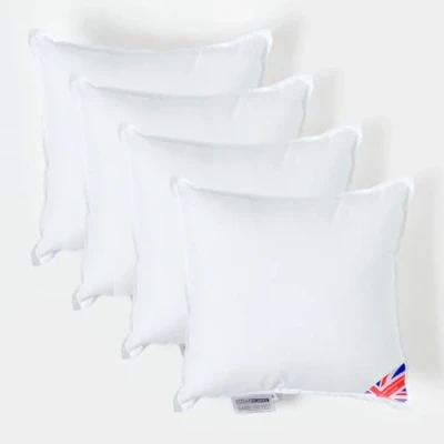 Image of HOMESCAPES 4 Pack Luxury Super Microfibre Cushion Inserts 35cm x (14 14) Perfect Bounce Back and Soft Cover Generously Filled Inner Pads Hypoallergenic Filler Handmade Machine Washable