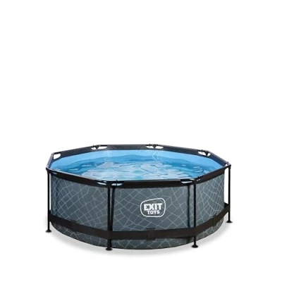 Image of EXIT Stone pool ø244x76cm with filter pump grey