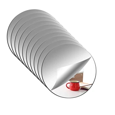 Image of YXYAOLEE 10 Pack Acrylic Round Mirrors Self Adhesive Mirror Wall Non Glass Plate Stickers Decals for Home Living Room Bedroom Decor Thickness 2 mm(4 Inches)