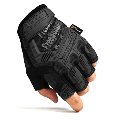 Image of FREE SOLDIER Men&#039;s Non slip Fingerless Gloves Half Finger Cycling Outdoor Motorcycle Climbing Hiking camping sports Glove (Black, XL)