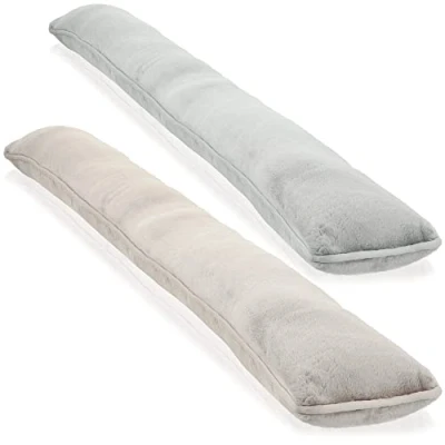 Image of com four® 2x draft stopper for doors and windows microfibre wind save energy with 1kg door (02 pieces taupe/gray)