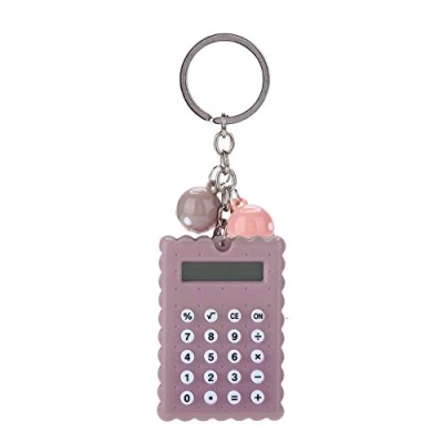 Image of Socobeta Mini Calculator with Key Buckle Portable Cute Cookies Style Chain Candy Color Pocket Calculator(Blue)