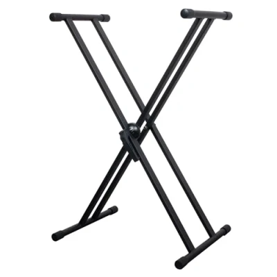 Image of VONYX KBS03 Double X Frame Piano Keyboard Stand Heavy Duty Steel, Adjustable Height, Foldable &amp; Portable, Non Slip Rubber Caps Ideal for Home, Stage, and Traveling Musicians