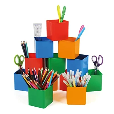 Image of Classmaster SP12 Desk Pots Storage Containers for Pencils, Pens &amp; Office Supplies (Pack of 12)
