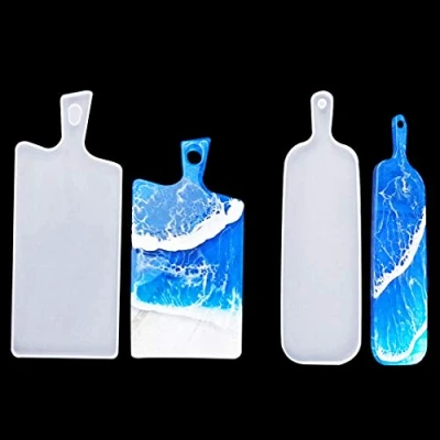 Image of Rolin Roly 2Pack Resin Molds Serving Tray Mould Epoxy DIY Moulds Silicone 3D Square Round Mold Board Casting Large Wave Art (Wide + Narrow)