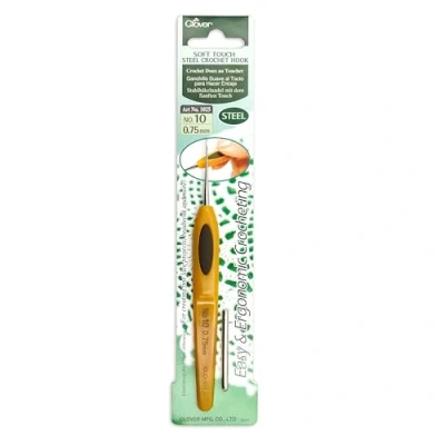 Image of Clover 1025 Soft Touch Steel Crochet Hook: 0.75mm, Other, Multicoloured, packaging may vary