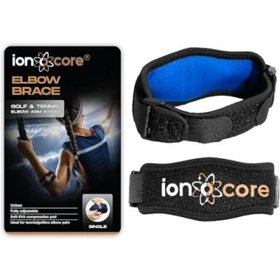 Image of ionocore Tennis Elbow Support Strap Golfers for Men &amp; Women Arm Rapid Relief Recovery Brace with EVA Compression Pad Adjustable