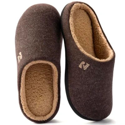 Image of RockDove Men&#039;s Sherpa Lined Memory Foam Clog Slipper, Size 10/11 UK Men, Coffee