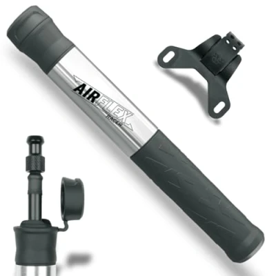 Image of SKS GERMANY AIRFLEX RACER silver bicycle pump for road bike tyres, accessories (air with SV connection, easy grip dust cap, soft component handle, max. pressure: 8 bar / 115 PSI),