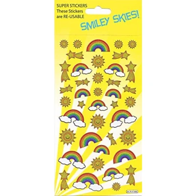 Image of Paper Projects 01.70.17.005 Rainbows and Sun Sparkly Reusable Stickers, Yellow, 24.5cm x 11cm
