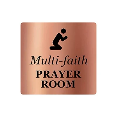 Image of Multi faith Prayer Room Adhesive Door Sign, Gold/Silver/Copper or Black &amp; White (Copper)