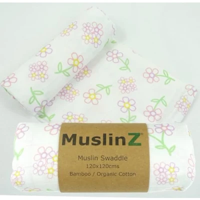 Image of MuslinZ Ex Large Muslin Cloths for Baby Newborn Essentials Swaddle Bamboo Mix, Soft and Breathable (Flower)