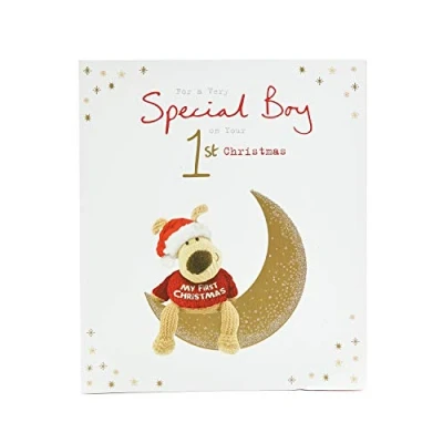 Image of UK Greetings 1St Christmas Card for Baby Boy to Celebrate Cute Boofle Card, Multi