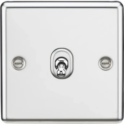 Image of KnightsBridge 10AX 1G 2 Way Toggle Switch Rounded Polished Chrome Finish