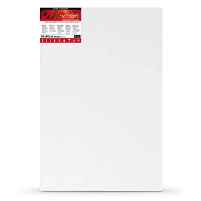 Image of Daler Rowney Artists&#039; Stretched Canvas, Medium Grain, 350 gsm, 20mm Deep, 24 x 35in 60 90 cm, White