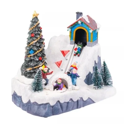 Image of Marco Paul Light Up christmas Ornaments Novelty Village Moving Scene decorations Indoor for table top Decor, windowsill