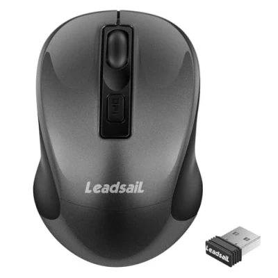 Image of LeadsaiL Wireless Mouse for Laptop, Cordless Computer USB Mouse, Silent, Ambidextrous and 1600DPI with 3 Adjustable Levels Windows/HP/Lenovo