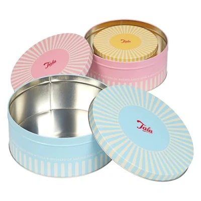 Image of Tala Traditional Cake Storage Tins, Set of 3 Round Nesting Perfect for storing Cakes, Biscuits and Savoury Treats, Sizes, 25.5cm x 10cm, 22 9.5cm 17cm 8.2cm