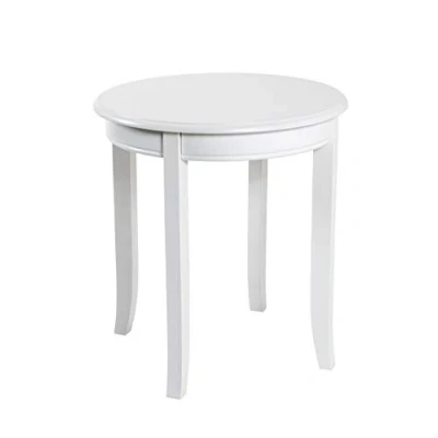 Image of HAKU Mobel End Table White, Solid Wood, Mdf Size: H 51 cm X Ø 48 cm, Style: Coastal Furniture