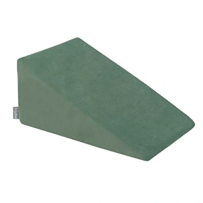 Image of KiddyMoon Foam Playground Velvet For Kids Obstacle Course Children Montessori Toy Babies Soft Construction Blocks Element, Wedge, Made In The EU, Forest Green