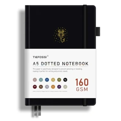 Image of TIEFOSSI Bullet Dotted Journal, 160GSM Bleed Proof Thick Paper, Constellations Dot Notebook, Scorpio Journal for Women, 256 Numbered Grid Pages