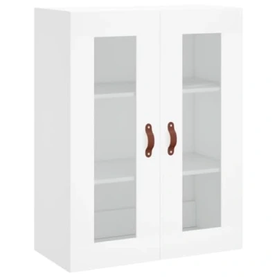 Image of vidaXL Wall Mounted Cabinet White Engineered Wood Storage Unit with Glass Door and Ample Capacity for Living room, Bedroom &amp; Study