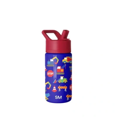 Image of Simple Modern Kids Water Bottle with Straw Insulated Stainless Steel Reusable Tumbler for Toddlers, Girls, Boys Summit Collection 415ml Under Construction