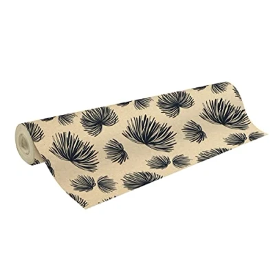 Image of Clairefontaine 223898C A Reel of Recycled Raw Kraft Paper Dimensions: 50mx70 cm 70g Pattern: Black Flowers Paper, Ideal for Gift Wrapping, DIY, Creative Hobbies